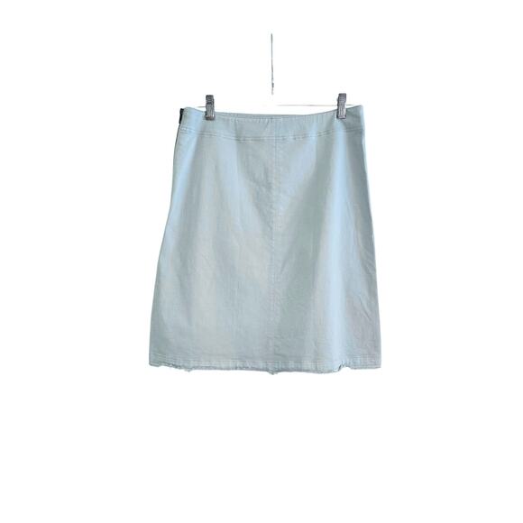 Margaret O’Leary Anchor Button Stretch Straight Skirt Raw Hem Sz M Blue Gray - Picture 3 of 7